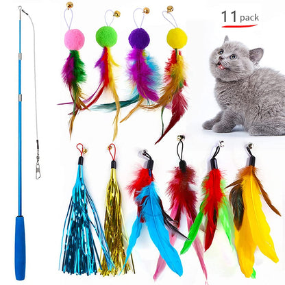 Petevoshop™ Retractable Cat Feather Toy for Indoor Cats